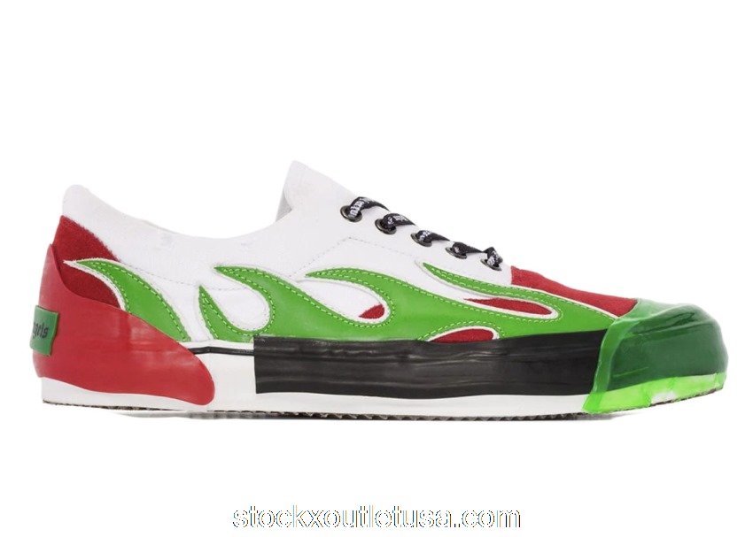 Outlet Palm Angels Flame Low Top Green Red PMIA038F196440098840