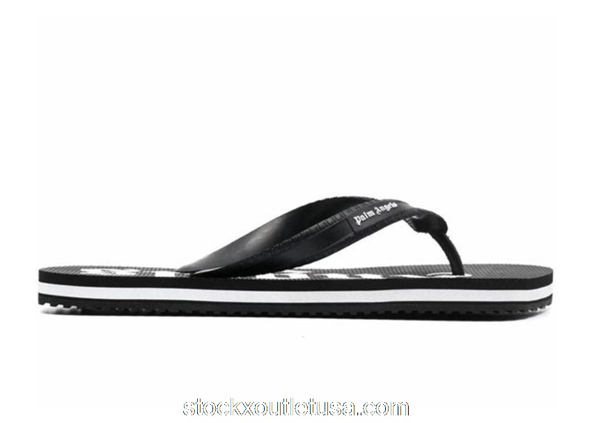 Outlet Palm Angels Flip Flop Logo Black White PMIC003S21PLA0011001