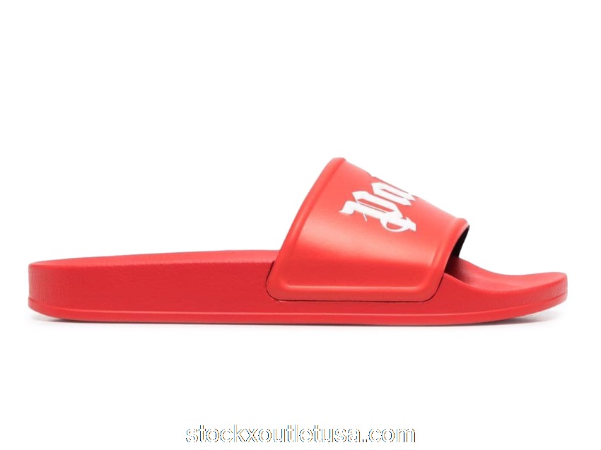 Outlet Palm Angels Pool Slides Red White PMIC001C99PLA0012501