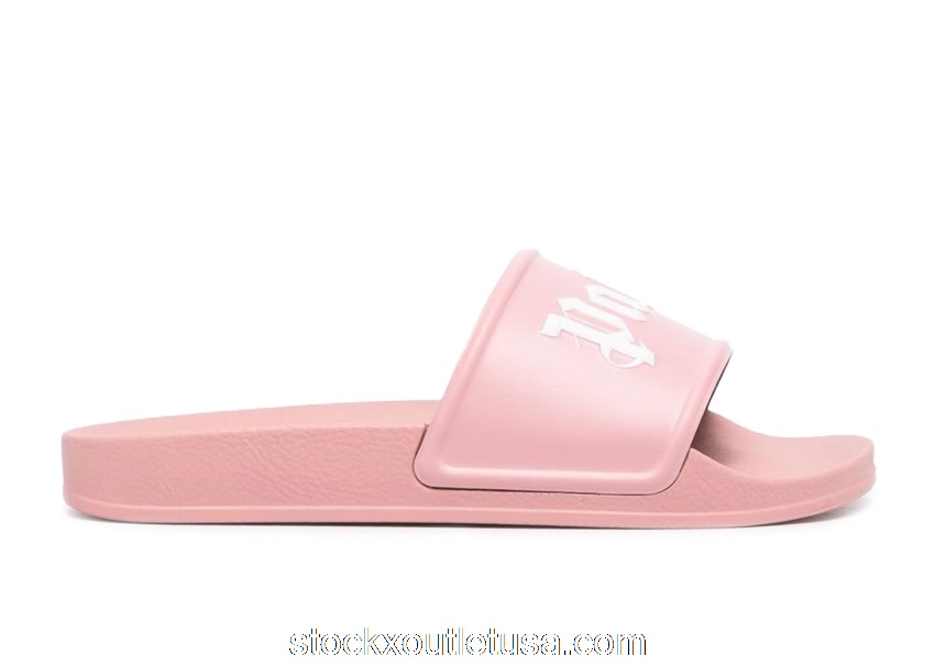 Outlet Palm Angels Pool Slides Soft Pink White (W) PWIC002F21MAT0013001