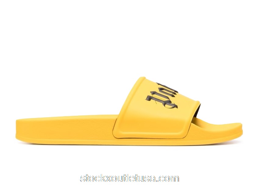 Outlet Palm Angels Pool Slides Yellow Black PMIC001F21MAT0011810