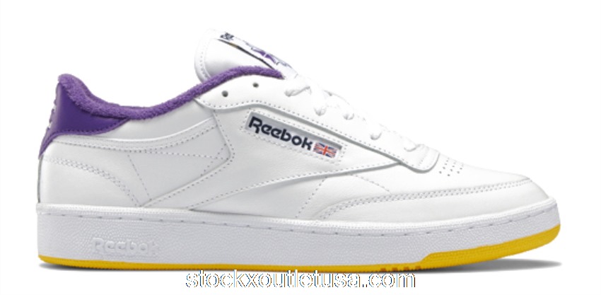 Outlet Reebok Club C 85 Eric Emanuel White Purple Yellow FY3411