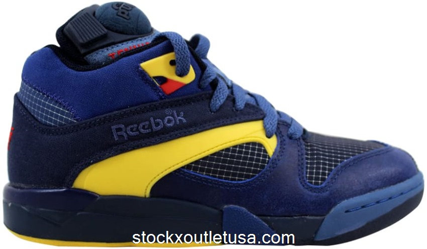 Outlet Reebok Court Victory Pump Navy/Club Blue-Yellow J99006
