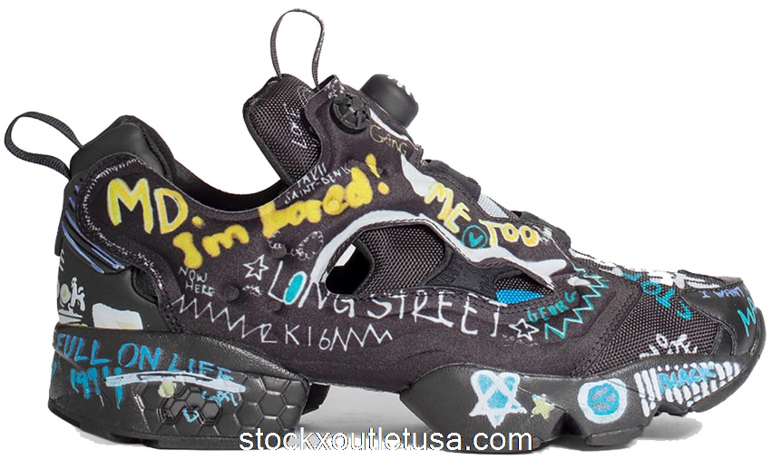 Outlet Reebok Instapump Fury Vetements Black Scribble