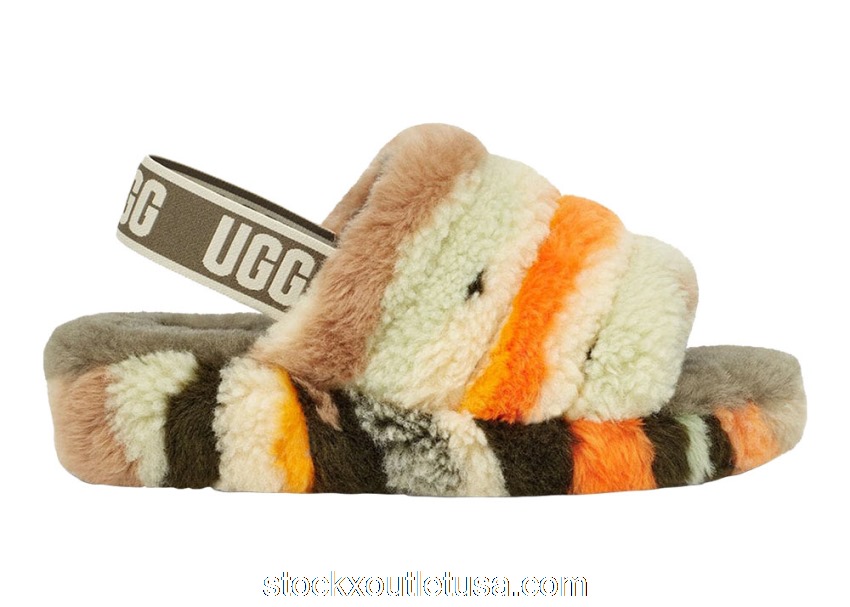 Outlet UGG Fluff Yeah Cali Collage Slide Olive (W) 1118164-OLV
