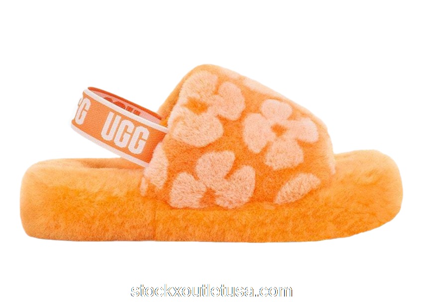 Outlet UGG Fluff Yeah Poppy Slide California Poppy (Kids) 1119839K-CPPP