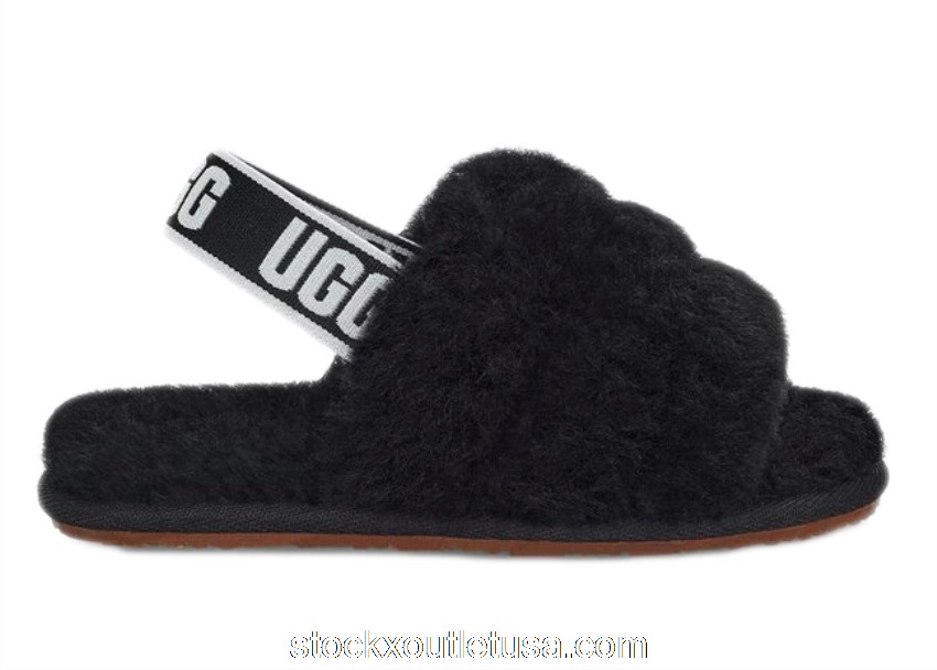 Outlet UGG Fluff Yeah Slide Black (Toddler) 1098579T-BLK