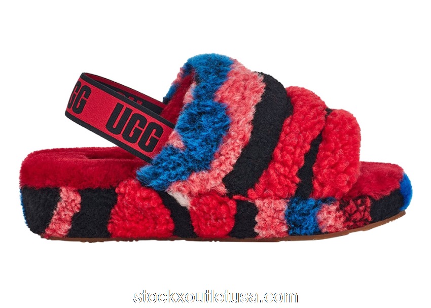 Outlet UGG Fluff Yeah Slide Cali Collage Red (W) 1118164-RED