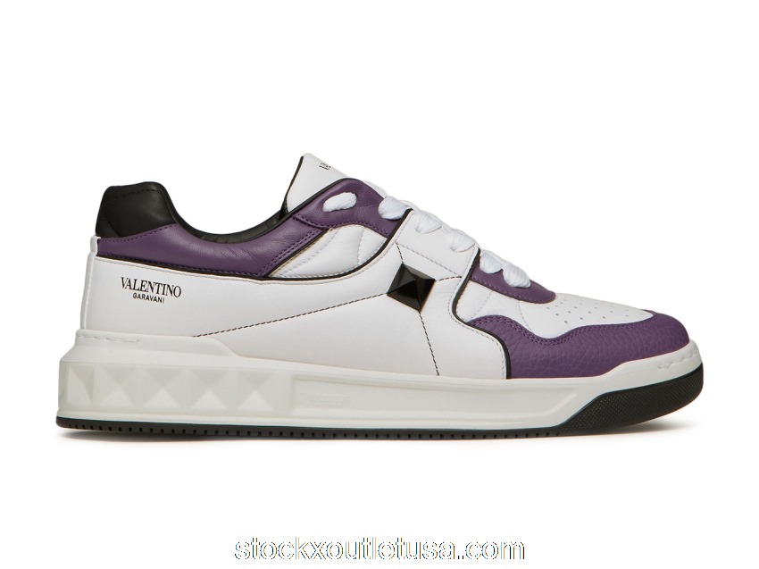 Outlet Valentino One Stud Low-Top White Purple Black XY2S0E71-NWM-Z32