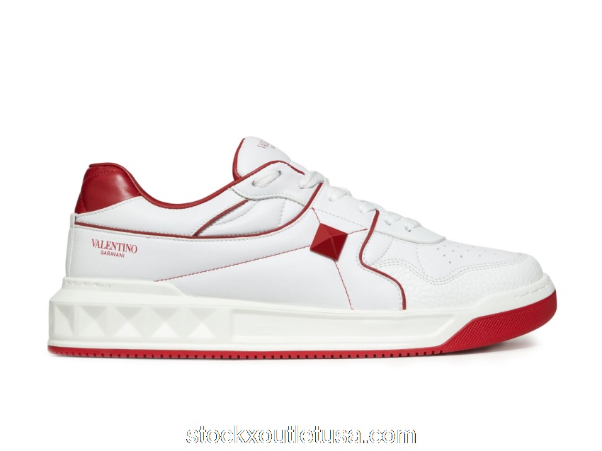 Outlet Valentino One Stud Low-Top White Red XY2S0E71NWN_R81