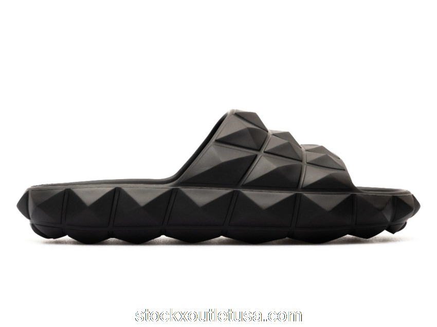 Outlet Valentino Roman Stud Turtle Slide Sandal Black 1Y2S0F55QNA_0NO