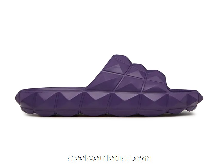 Outlet Valentino Roman Stud Turtle Slide Sandal Purple XY0S0F55QNAJE5