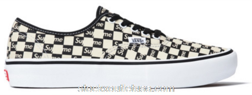 Outlet Vans Authentic Supreme Black Checker Logo VN000Q0DJLW
