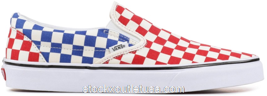 Outlet Vans Classic Slip-On Checkerboard Red Blue VN0A38F7QCS