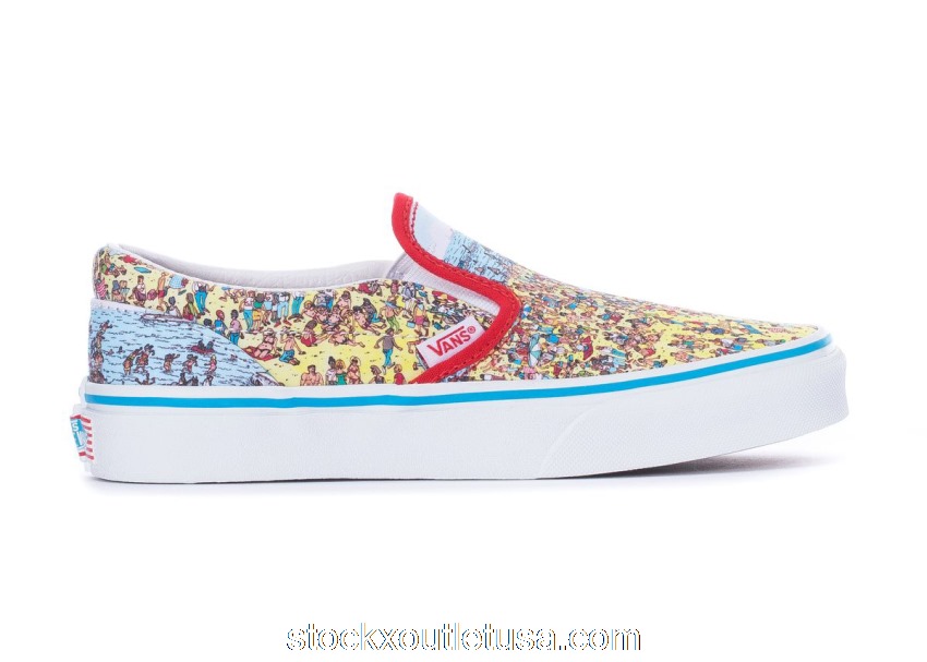 Outlet Vans Classic Slip-On Wheres Waldo Beach (Kids) VN0A4BUT3WO