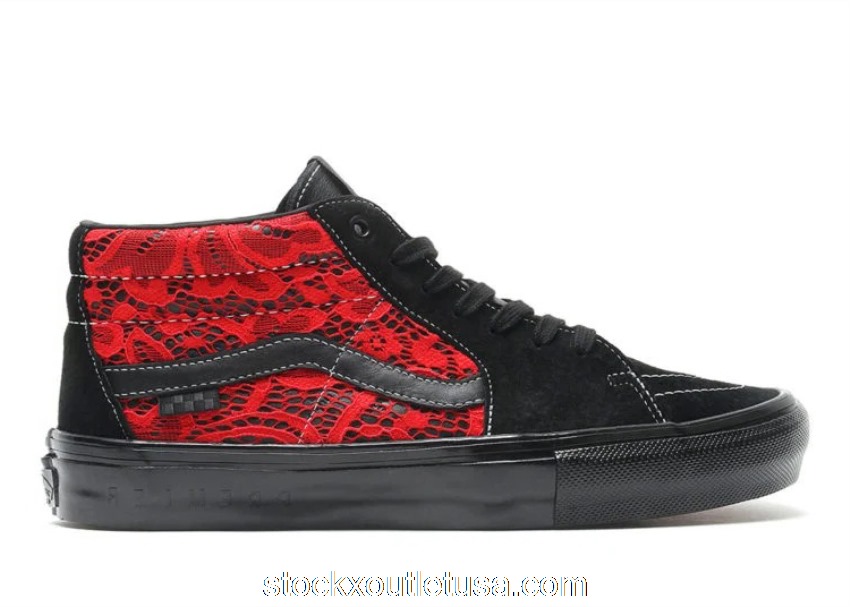 Outlet Vans Sk8 Grosso Mid Premier Black Red Lace VN0A5KS16W3