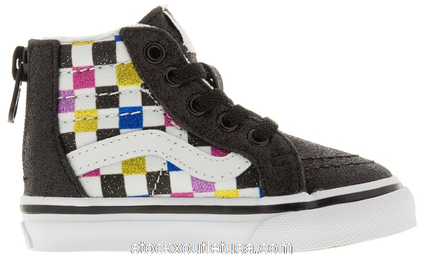 Outlet Vans Sk8-Hi Zip Glitter Checkerboard Black (TD) VN0A4BV1V3P