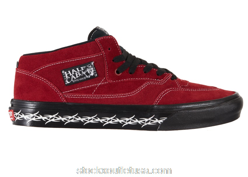 Outlet Vans Skate Half Cab Supreme Tribal Barbed Wire Burgundy