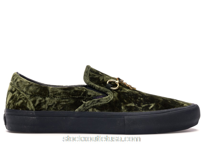 Outlet Vans Slip-On Needles Crush Velour Green