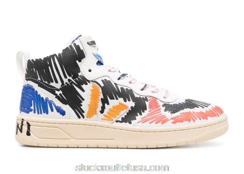 Outlet Veja V-15 Leather x Marni Black Multi (W) VQMS-2884A V1520 00N99