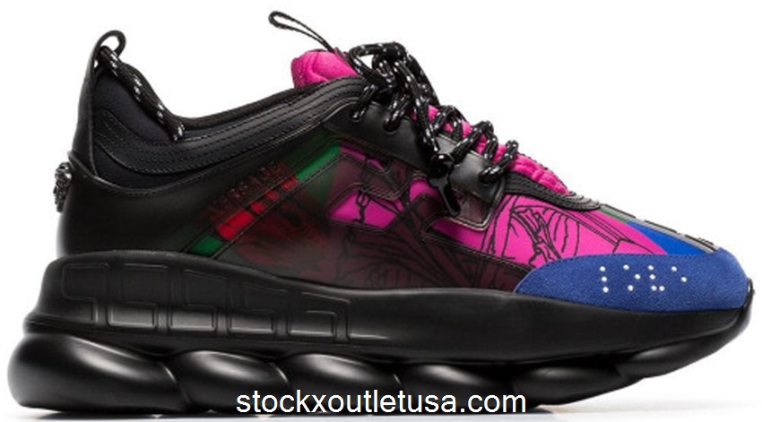 Outlet Versace Chain Reaction Black Multi-Color Rubber Suede DSU7071E D18TG DNA2