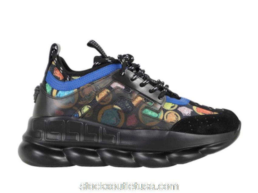 Outlet Versace Chain Reaction Diamond Print Black Blue Multi DSU7071E-D27TCG_6X080