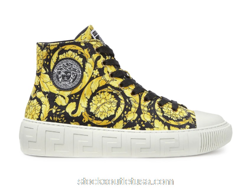 Outlet Versace Greca High Top Barocco Print Black Yellow (W) DST643D-DTE4G_5W08V