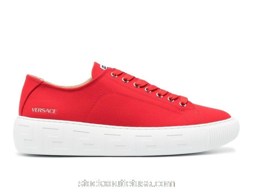 Outlet Versace Medusa Greca Low Canvas Canna Red White DSU8404-DTE3G_1R11P