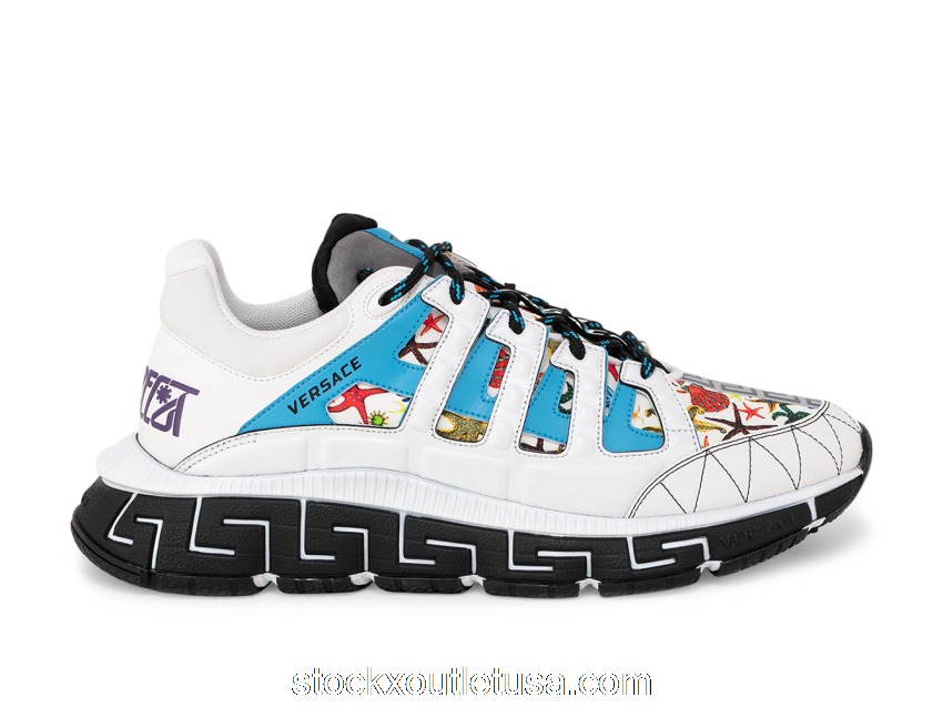 Outlet Versace Trigreca Tresor de la Mer Print White Blue Purple (W) DST539G-D20TCG_6X180