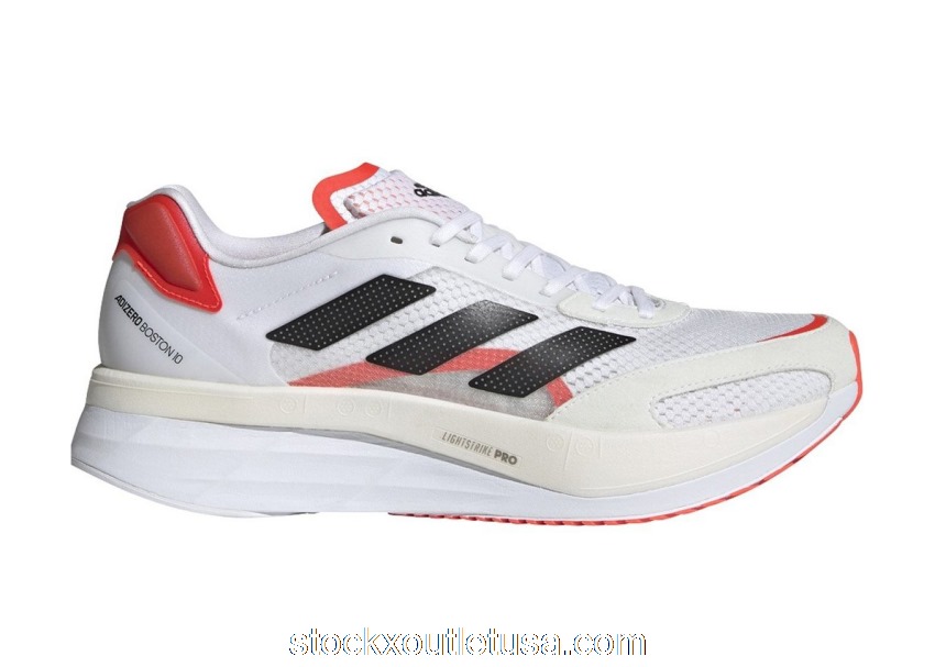 Outlet adidas Adizero Boston 10 White Black Solar Red (W) FY4080