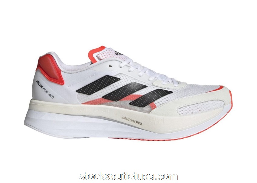 Outlet adidas Adizero Boston 10 White Black Solar Red FY4079