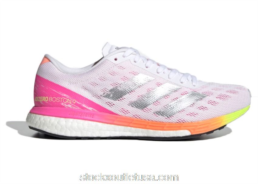 Outlet adidas Adizero Boston 9 White Screaming Pink (W) H68744
