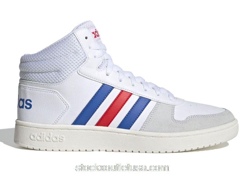Outlet adidas Hoops 2.0 Mid White Blue Red EE7382