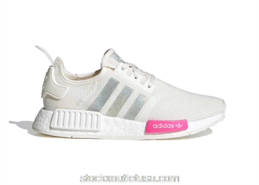 Outlet adidas NMD R1 Core White Screaming Pink (Youth) FZ0916