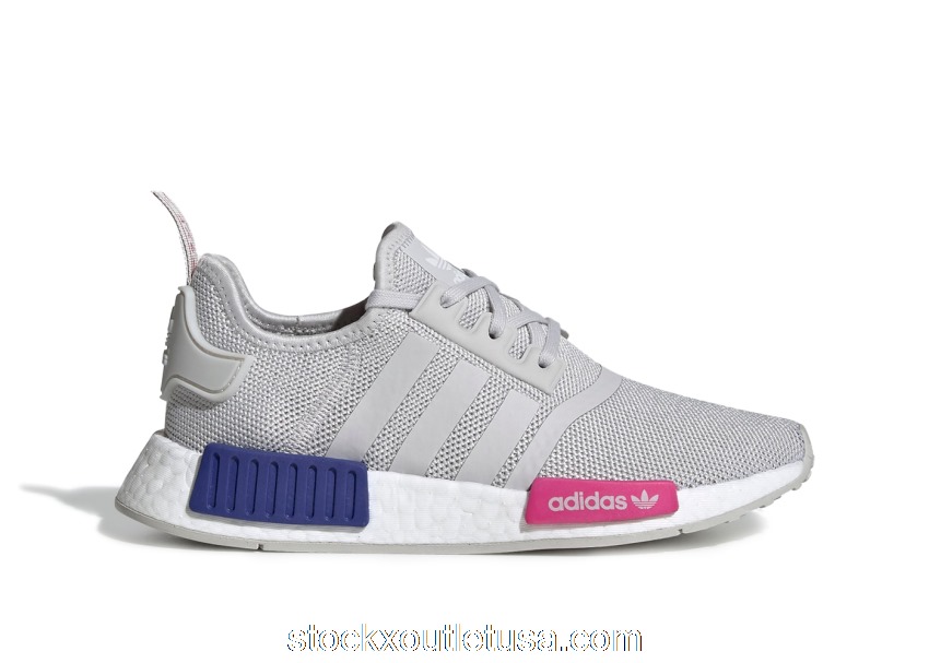 Outlet adidas NMD R1 Grey One Grey One Shock Pink (GS) EE6674