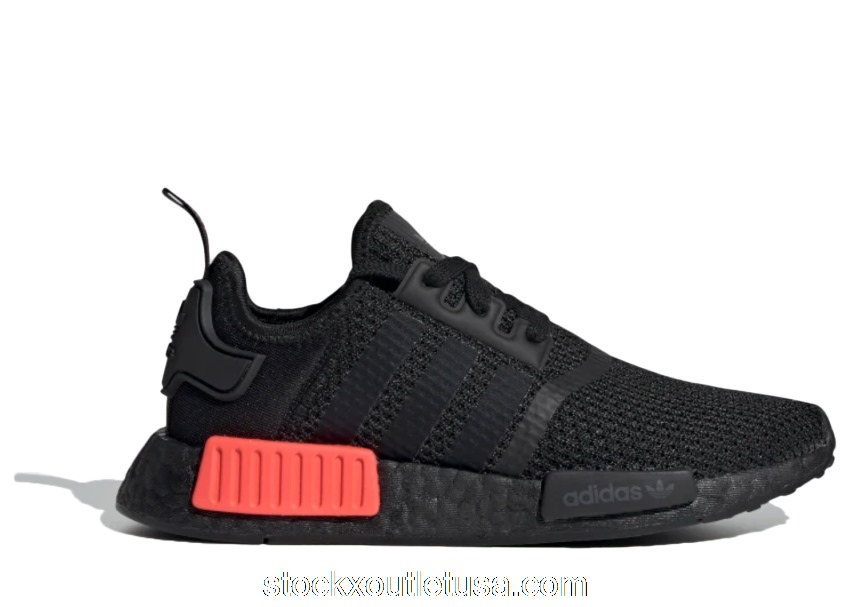 Outlet adidas NMD R1 V2 Core Black Solar Red (GS) FV8174