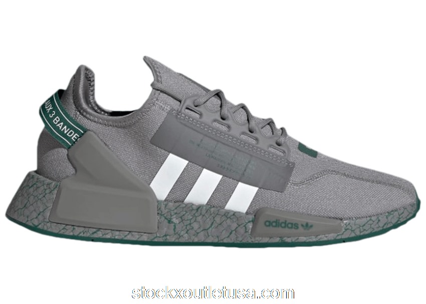 Outlet adidas NMD R1 V2 Crackled Grey Collegiate Green GZ6551