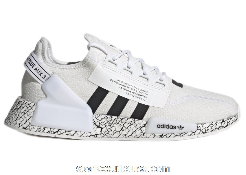 Outlet adidas NMD R1 V2 Crackled White Black GZ6550