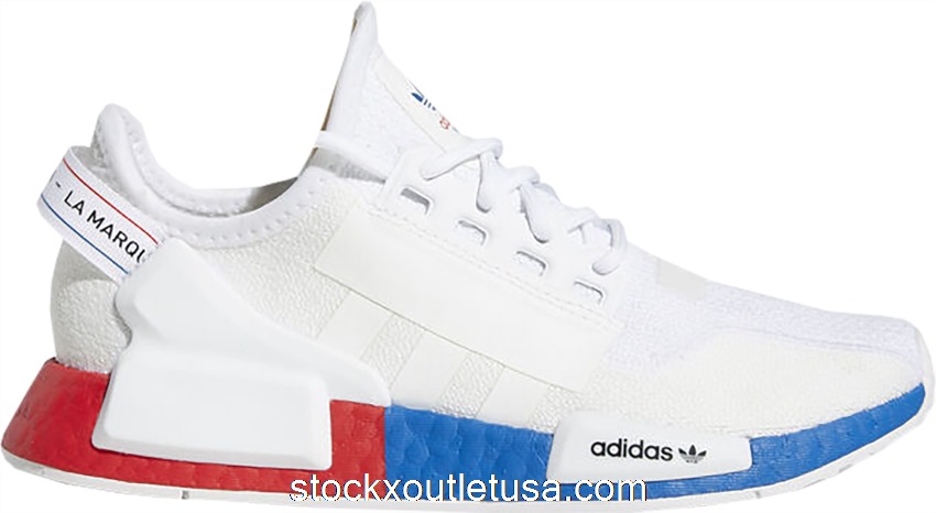Outlet adidas NMD R1 V2 White Red Blue (GS) FX4150