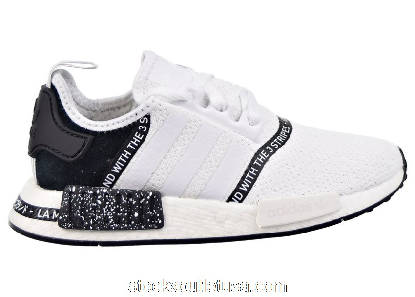 Outlet adidas NMD R1 White Black (GS) EF3647
