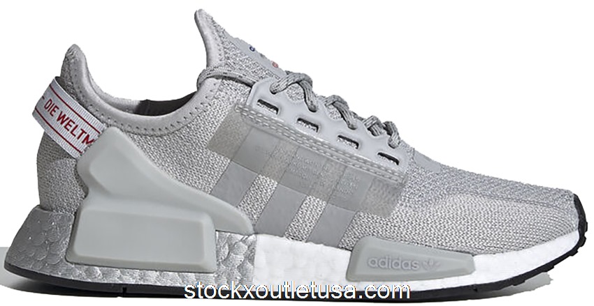 Outlet adidas NMD V2 Grey Two Silver Metallic (Youth) FW8049