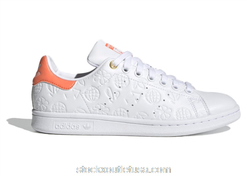 Outlet adidas Stan Smith Embossed Graphics White Semi Coral (W) FX5677