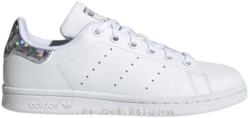 Outlet adidas Stan Smith Sparkly Heel White (Youth) EE8483