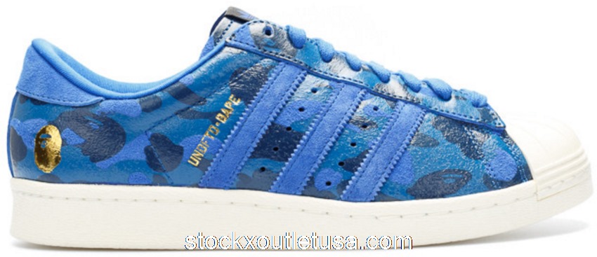 Outlet adidas Superstar 80s Undefeated Bape Blue Camo S74775