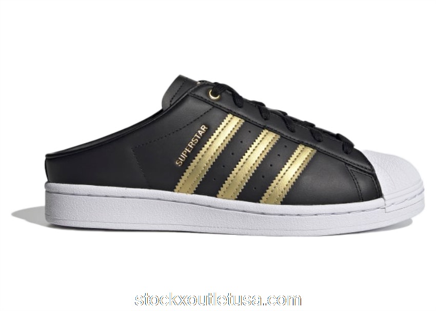 Outlet adidas Superstar Mule Black Gold Metallic (W) FZ2268