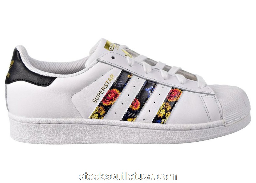 Outlet adidas Superstar White Black Foral Stripes (W) EF1480