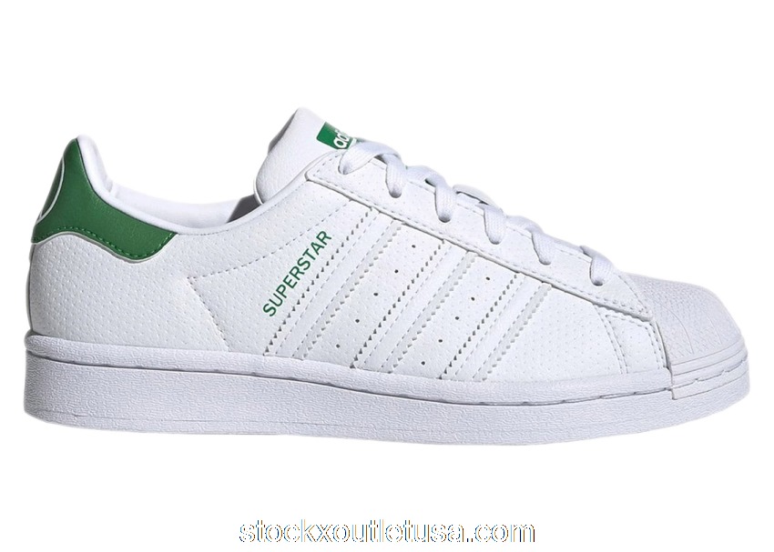 Outlet adidas Superstar White Green (GS) FW0818