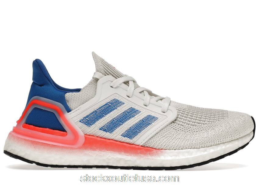 Outlet adidas Ultra Boost 20 White Glory Blue Solar Red EG0708