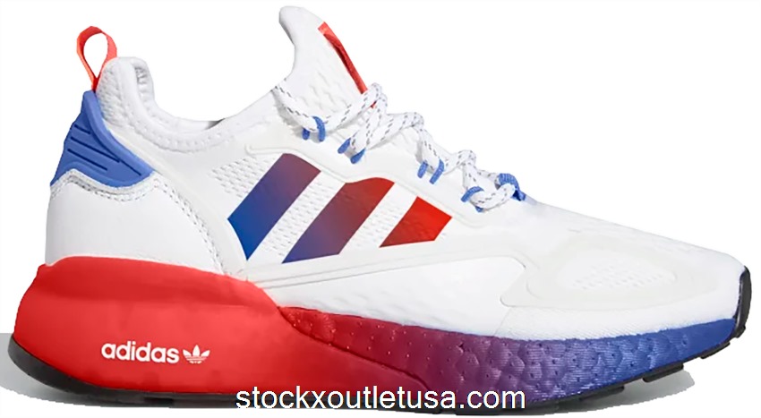 Outlet adidas ZX 2K Boost White Solar Red Blue (GS) FX9519